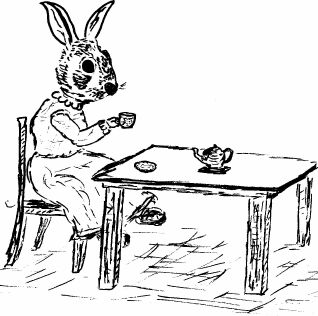 Miss Bunny drinking her tea